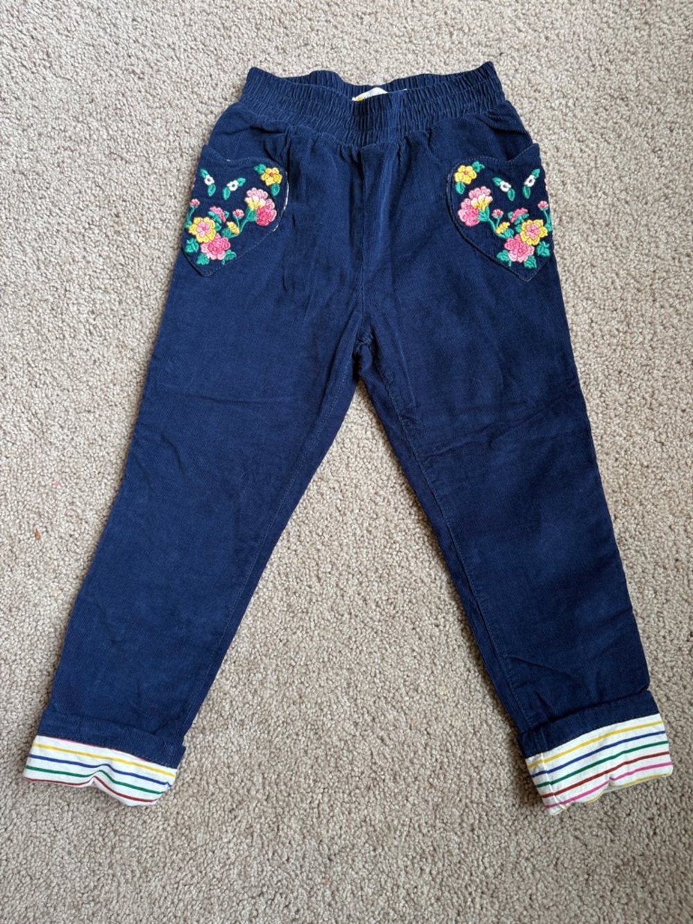 Mini Boden Navy Floral Heart Pocket Joggers